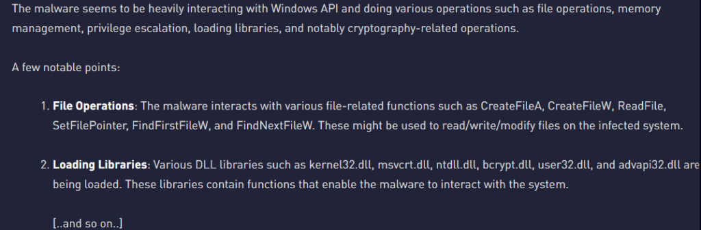 Malware-related API call log summary (Source – Checkpoint)